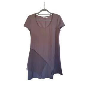MC Planet by Innate Gray Short Sleeve Asymmetric Tunic Lagenlook Top, Size 6